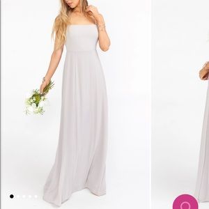 ShowMeYourMuMu Lauren Tie Maxi Dress in Dove Grey Chiffon